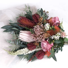 Native Protea Leucospermum Rose Bouquet 70cmH x 40cmW Native Protea Leucospermum Rose Bouquet 70cmH x 40cmW