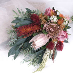 Native Protea Leucospermum Rose Bouquet 70cmH x 40cmW Native Protea Leucospermum Rose Bouquet 70cmH x 40cmW