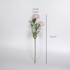3 Heads Ranunculus Stem in Pink 40cmH 3 Heads Ranunculus Stem in Pink 40cmH