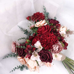 Dahlia Peony Rose Red Bouquet 36cmW x 45cmH Dahlia Peony Rose Red Bouquet 36cmW x 45cmH