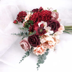 Dahlia Peony Rose Red Bouquet 36cmW x 45cmH Dahlia Peony Rose Red Bouquet 36cmW x 45cmH