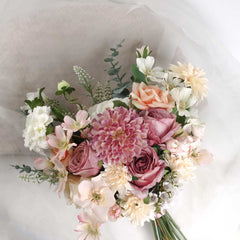 Dahlia Rose Wedding Bouquet 38cmW x 45cmH Dahlia Rose Wedding Bouquet 38cmW x 45cmH