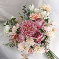 Dahlia Rose Wedding Bouquet 38cmW x 45cmH Dahlia Rose Wedding Bouquet 38cmW x 45cmH