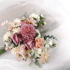 Dahlia Rose Wedding Bouquet 38cmW x 45cmH Dahlia Rose Wedding Bouquet 38cmW x 45cmH