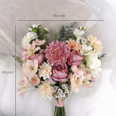 Dahlia Rose Wedding Bouquet 38cmW x 45cmH Dahlia Rose Wedding Bouquet 38cmW x 45cmH