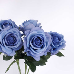 Real Touch Big Head Garden Rose Stem in Blue Real Touch Big Head Garden Rose Stem in Blue