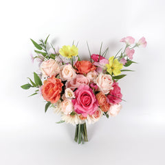 Orange Pink Rose Wedding Bouquet 35cmW Orange Pink Rose Wedding Bouquet 35cmW