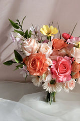 Orange Pink Rose Wedding Bouquet 35cmW Orange Pink Rose Wedding Bouquet 35cmW
