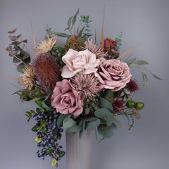 Rose Banksia Mum Bouquet 70cmH x 50cmW Rose Banksia Mum Bouquet 70cmH x 50cmW