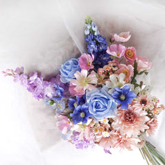 Pastel Rose Dahlia Cosmos Poppy Bouquet