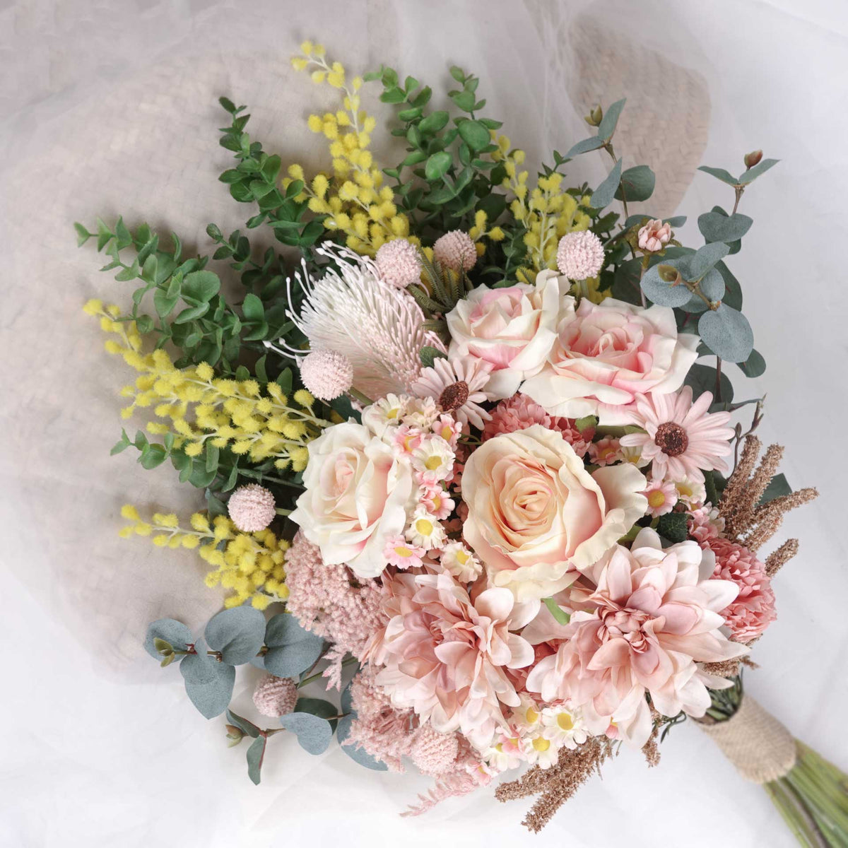 Artificial Flower Arrangement Native Banksia Wattle Rose Arrangement