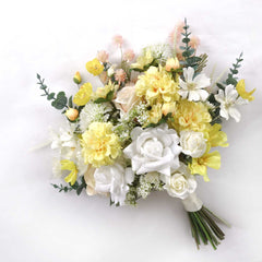 White Rose and Yellow Bridal Wedding Bouquet