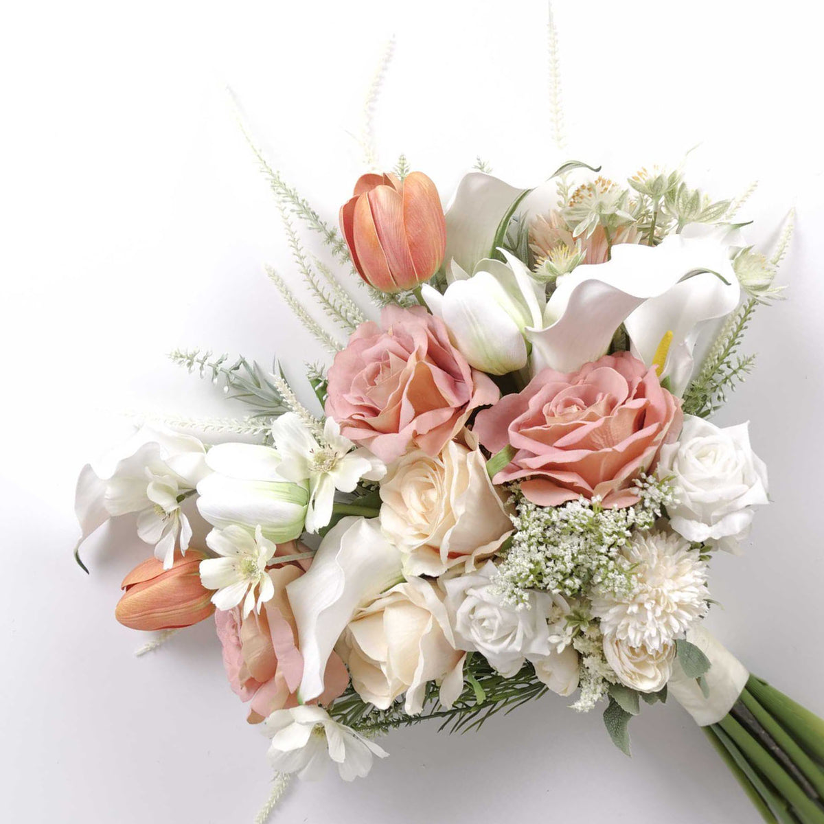 Artificial Flower Wedding Bridal Bouquet Pastel Rose calla lily bouquet