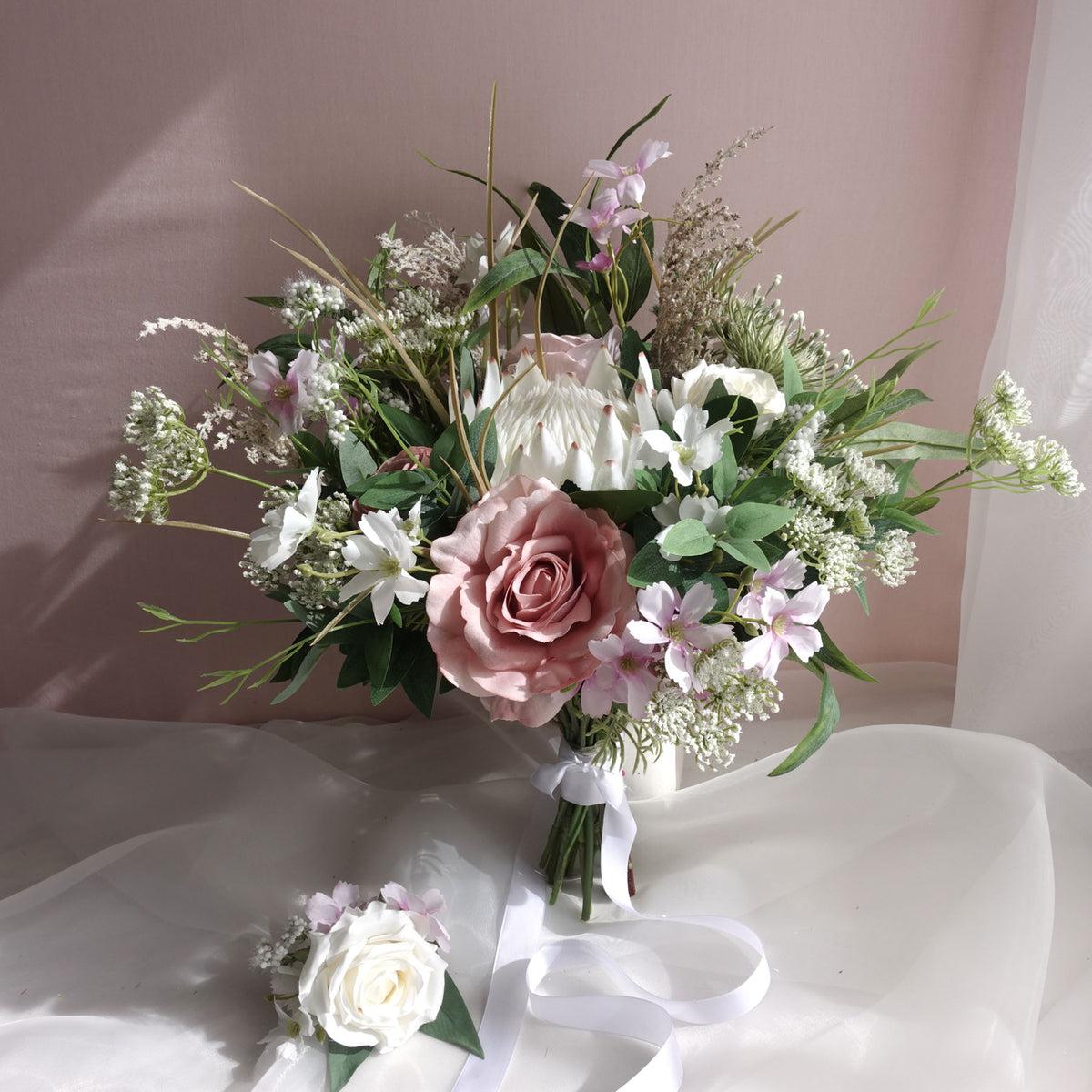 Artificial Native Wedding Bouquet Faux Protea Bridal Bouquet JFLORAL