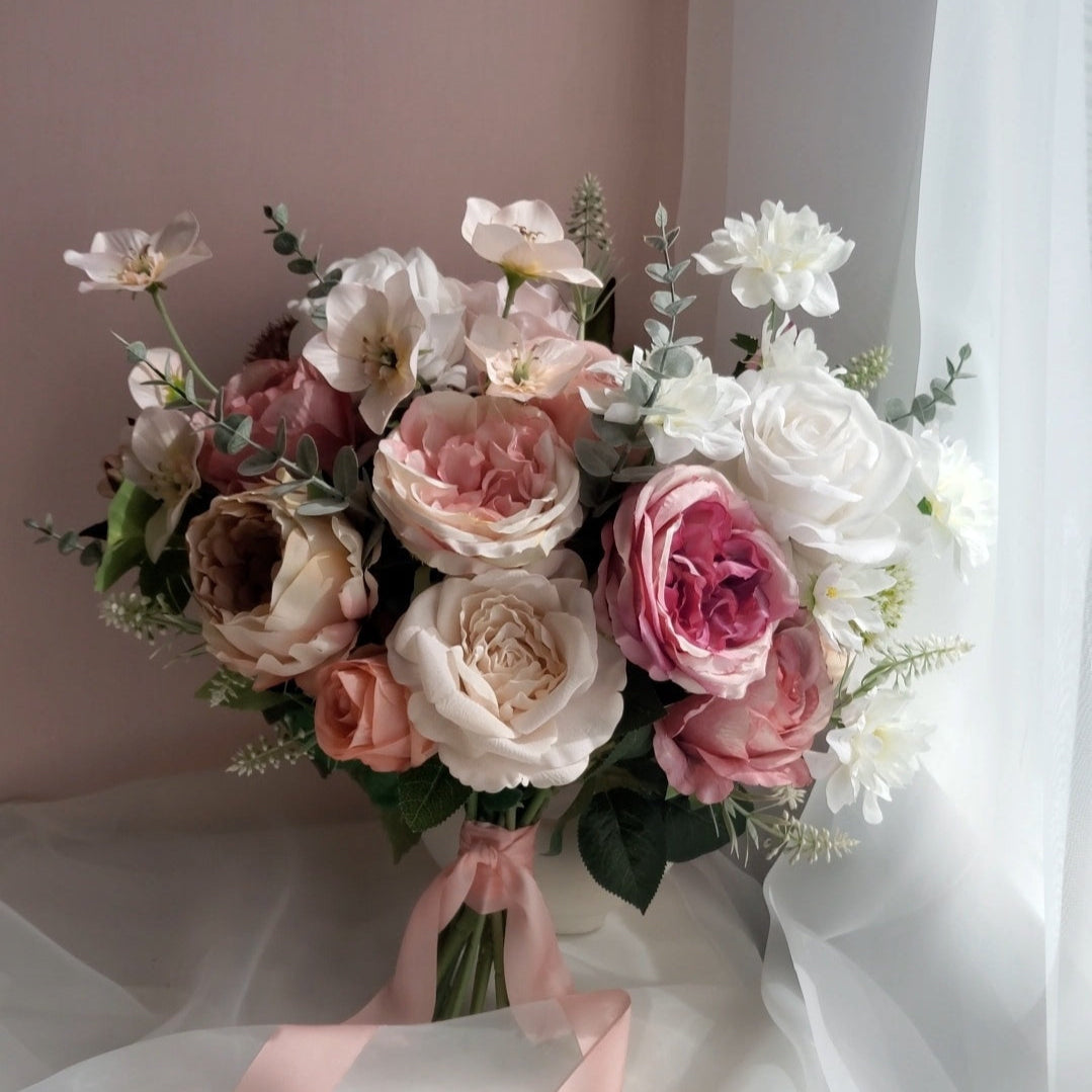 Artificial Pink Rose Wedding Bridal Bouquet Wedding Floral