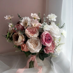 Artificial Pink Rose Wedding Bridal Bouquet Wedding Floral
