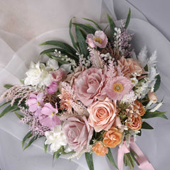 Artificial Wedding Bridal Bouquet Pink Peach Rose Bouquet Wedding Floral