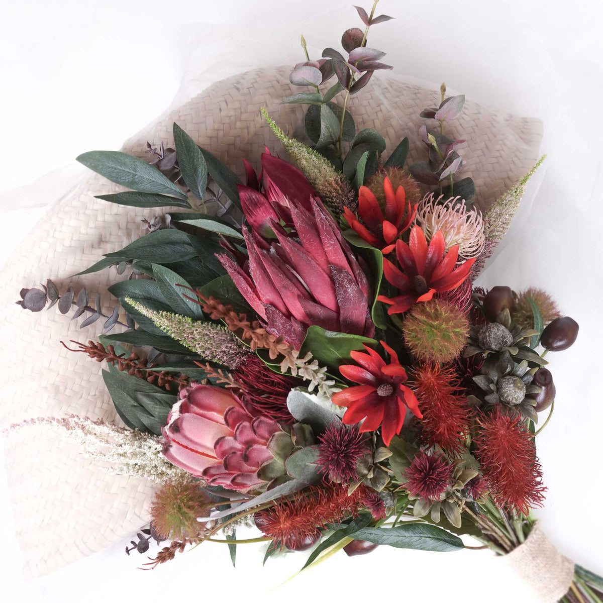 Artificial flower arrangement Native Red Protea Bouquet 