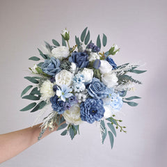 Blue White Rose Wedding Bouquet