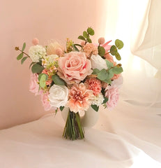 Pink Blush White Rose Dahlia Wedding Bouquet