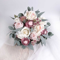 Protea Real-touch Rose Wedding Bouquet