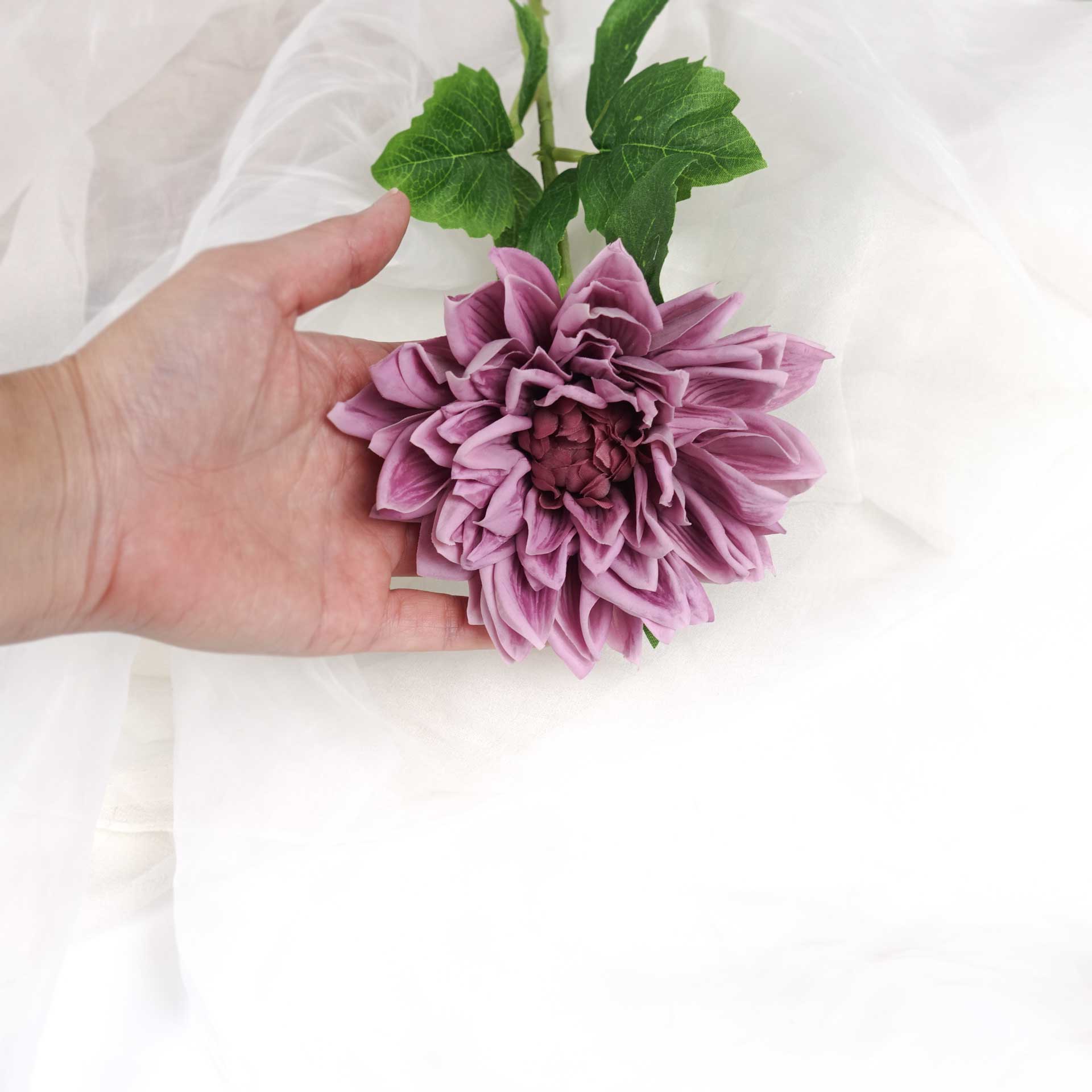 Real touch Dahlia Stem Flower Head