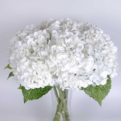 Real Touch Hydrangea Stem White 50cmH