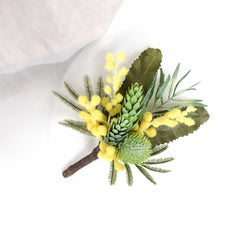 Wattle Thistle Wedding Buttonhole Boutonniere