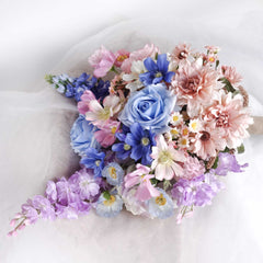 Pastel Rose Dahlia Cosmos Poppy Bouquet