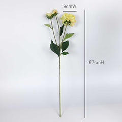 3 Heads Artificial Dahlia Stem Yellow 67cmH