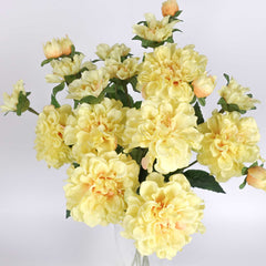 3 Heads Artificial Dahlia Stem Yellow 67cmH