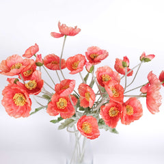 Artificial Poppy Flower Stem Coral 60cmH