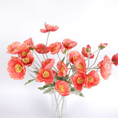 Artificial Poppy Flower Stem Coral 60cmH