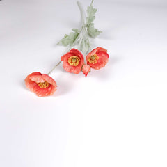 Artificial Poppy Flower Stem Coral 60cmH