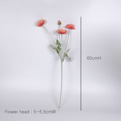 Artificial Poppy Flower Stem Coral 60cmH