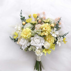 White Rose and Yellow Bridal Wedding Bouquet