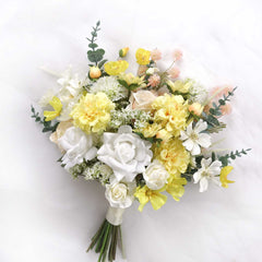 White Rose and Yellow Bridal Wedding Bouquet