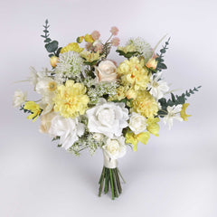 White Rose and Yellow Bridal Wedding Bouquet