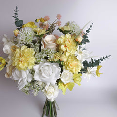 White Rose and Yellow Bridal Wedding Bouquet