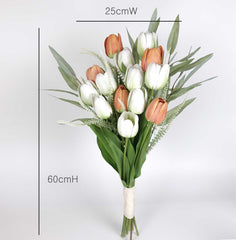 Tulip Bouquet. White & Coral Tulip Flower Arranging