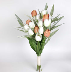 Tulip Bouquet. White & Coral Tulip Flower Arranging