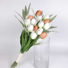 Tulip Bouquet. White & Coral Tulip Flower Arranging