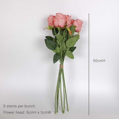 6 Stems Half Bloom Rose Bunch 50cmH