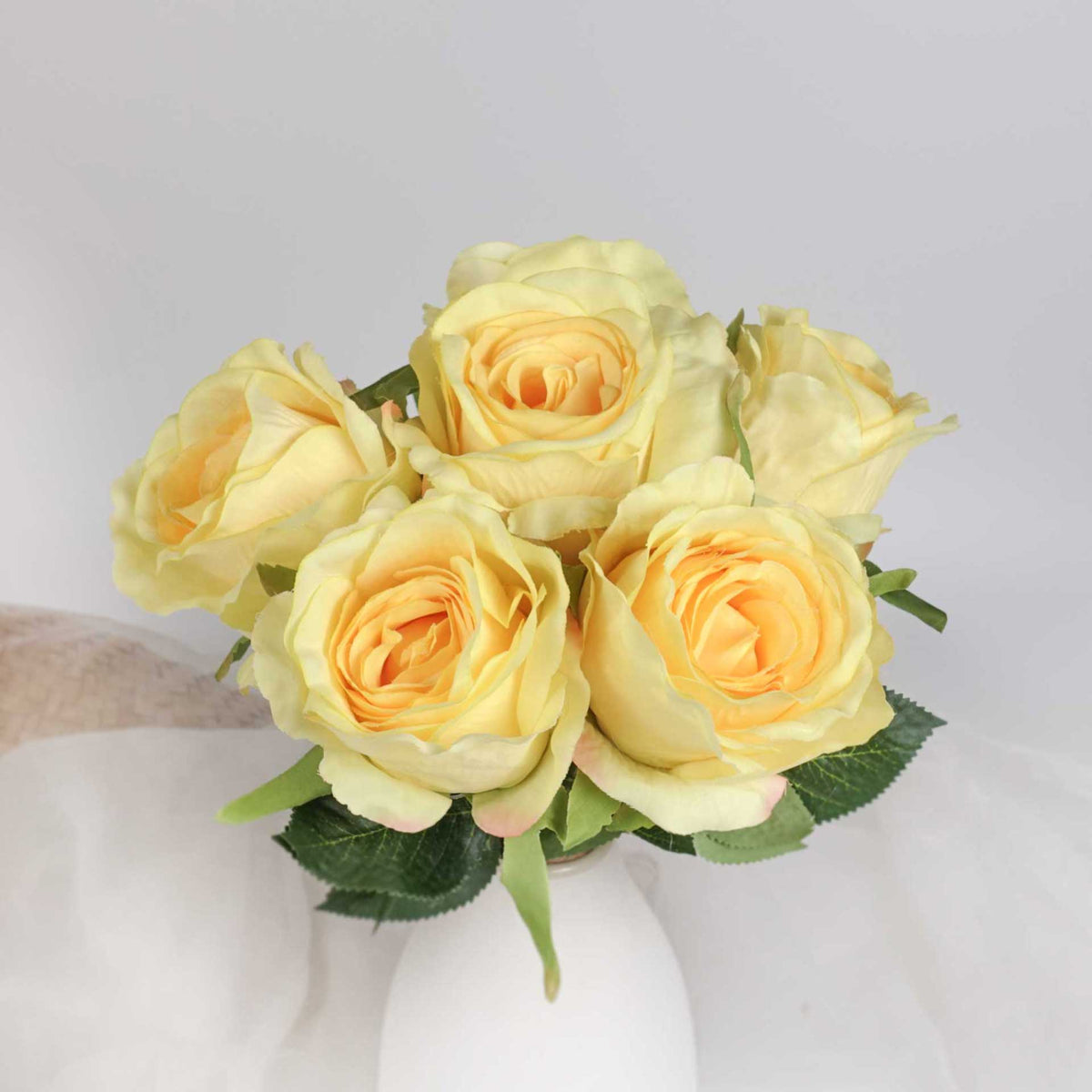 Artificial Yellow Rose Bouquet Faux Yellow Roses