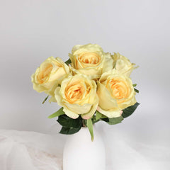 6 Heads Rose Bouquet Yellow 38cmH