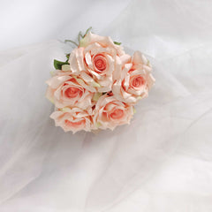 5H Long Stemmed Rose Bouquet Peach 50cmH