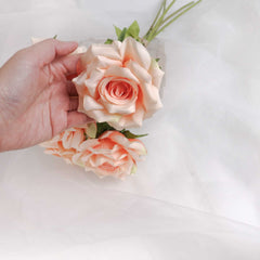 5H Long Stemmed Rose Bouquet Peach 50cmH