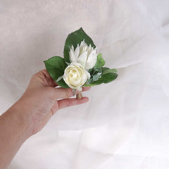 Blushing Bride Rose Wedding Boutonniere