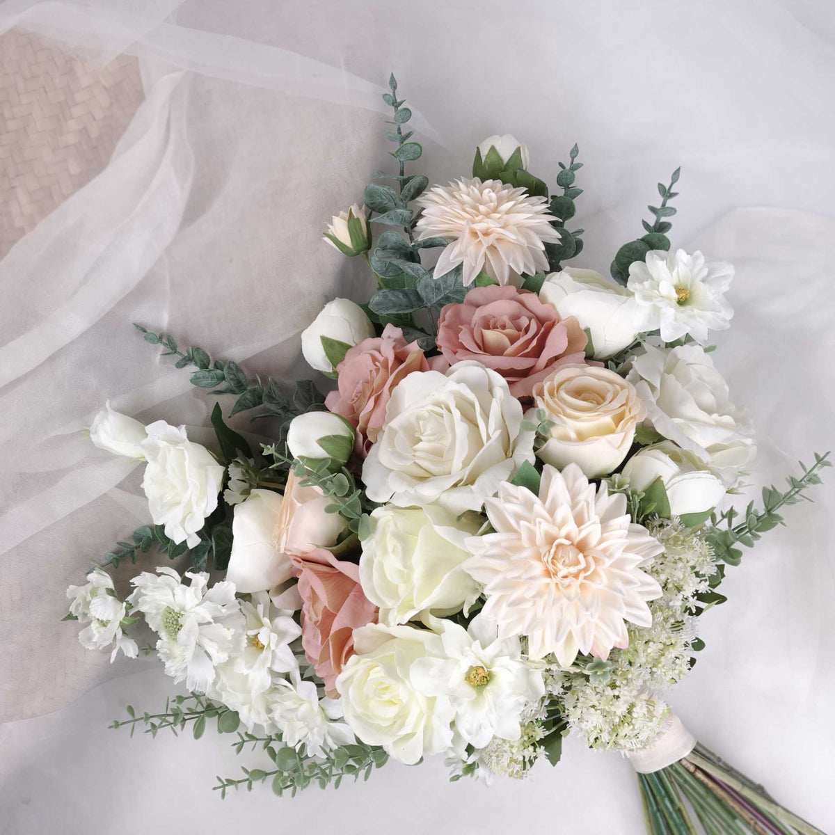 Artificial wedding bouquet, Bridal Bouquet, Dahlia Rose Bouquet