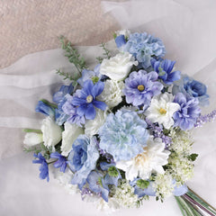 Dahlia Peony Blue Bouquet 35cmW x 50cmH